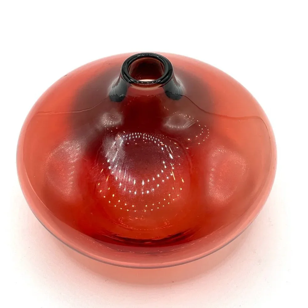 IKEA Vintage 2000 Salong Cranberry Red Glass Round Bud Vase Johanna Jelinek